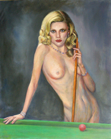 LA MUJER DEL BILLAR Oil Canvas Nude Paintings