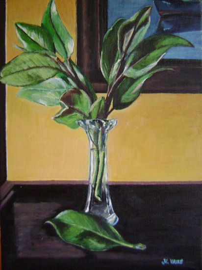 Pólas de magnolio. Acrylic Canvas Still Life Paintings