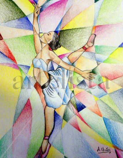 prima ballerina Pencil (coloured) Paper Figure Painting