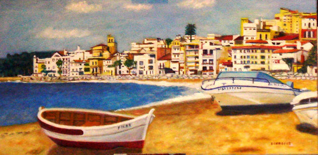 Sant Pol de Mar (Barcelona) Oil Canvas Marine Painting