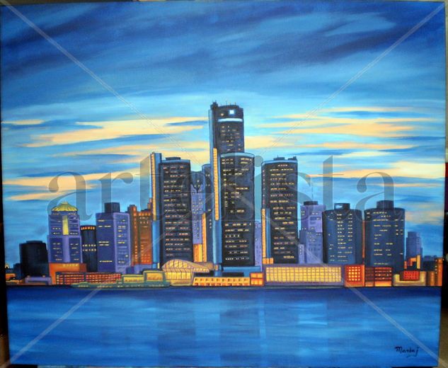 Ciudad Azul Acrylic Canvas Landscaping