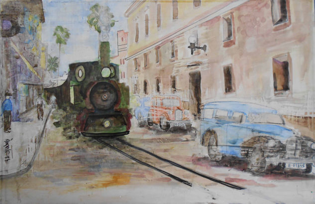 MINICUADRO. LA PANDEROLA CASTELLÓN 1950 Mixed media Canvas Landscaping