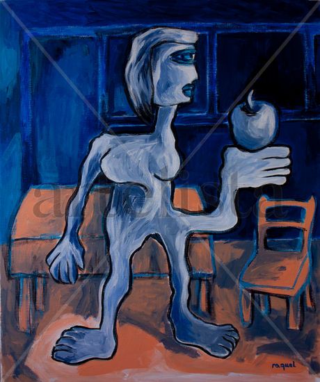 Mujer con manzana Acrylic Canvas Figure Painting