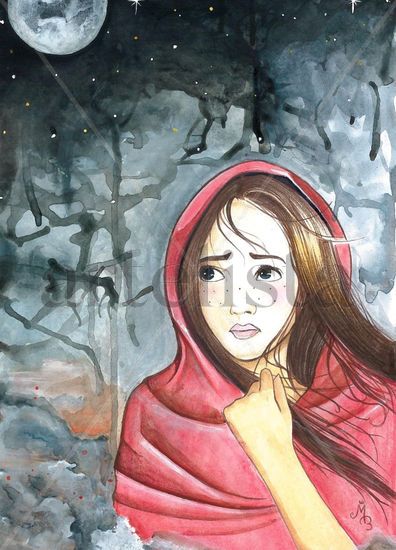 Red Riding hood Acrylic Card Figure Painting