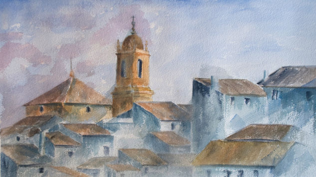 Vista de mi pueblo Watercolour Paper Landscaping