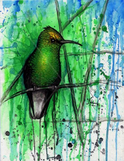 Colibri esmeralda Watercolour Paper Animals