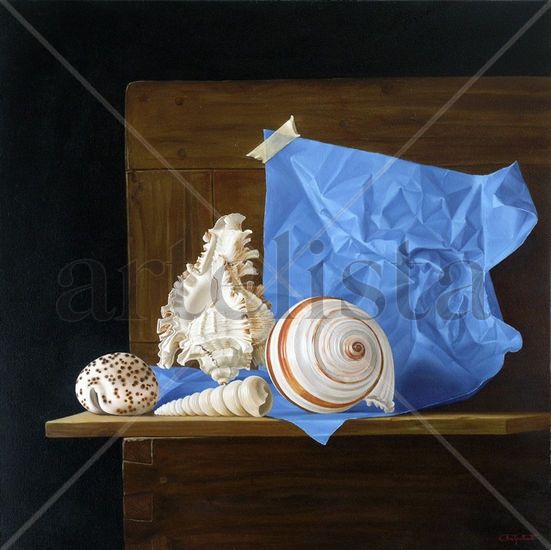 Blue Papier Oil Canvas Marine Painting