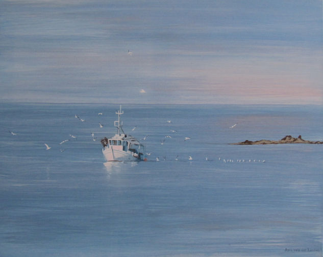 Early catch Acrylic Canvas Marine Painting