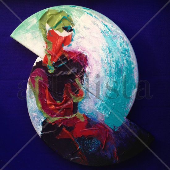 ARLEQUINA ENAMORADA Acrylic Textile Figure Painting