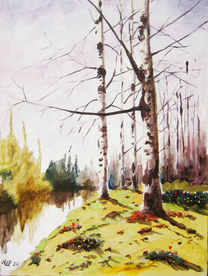 Birch trees Oil Panel Landscaping