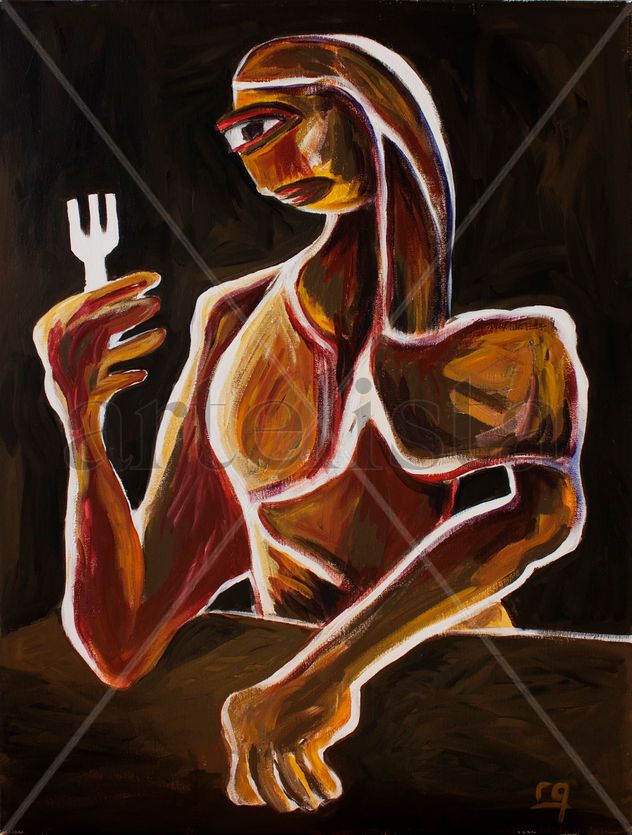 Mujer con tenedor