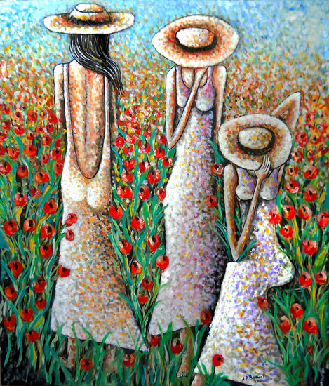 Entre flores Oil Canvas Figure Painting