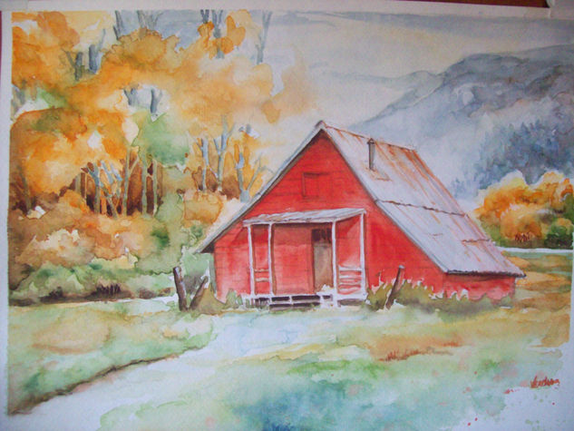 "Rancho rojo" Watercolour Paper Landscaping