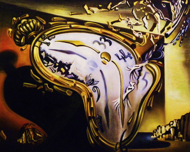 Cuadro pintado al óleo Dali La persistencia de la memoria 50x41
