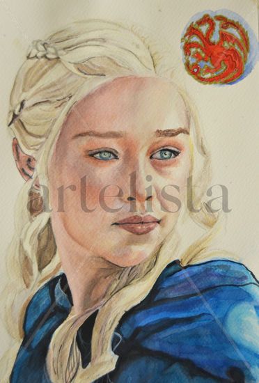 Daenerys Targaryen Watercolour Paper Portrait