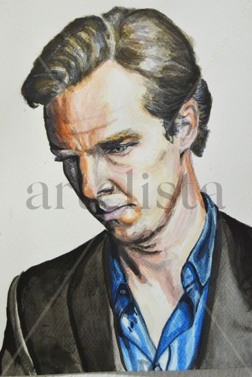 Sherlock Watercolour Paper Portrait