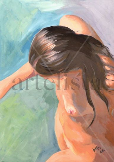 En la playa Oil Card Nude Paintings