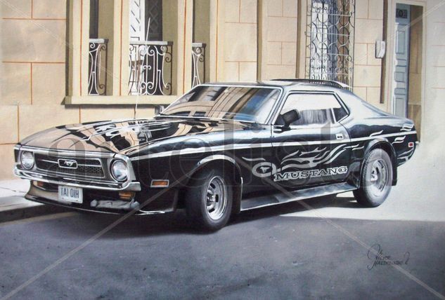 El Ford Mustang. Oil Canvas Others