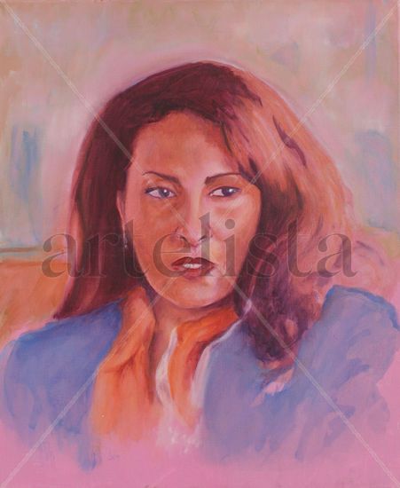 Pam Grier Media Mixta Lienzo Retrato