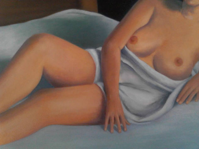 Desnudo (Detalle) Oil Textile Nude Paintings