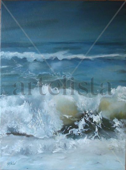 Breaking waves Oil Canvas Marine Painting