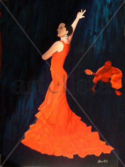 Flamenco Rojo Acrylic Canvas Others