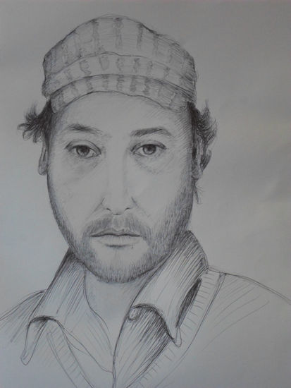 autorretrato de  estudio, año 2010, constitución, chile., Pencil