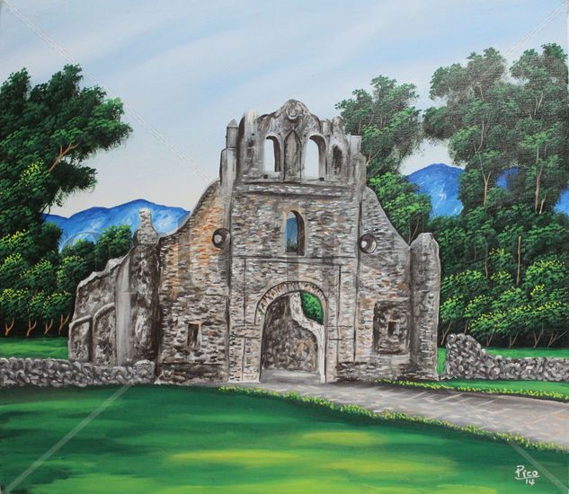 EL FRAUDE DE LOS ESPAÑOLES, PARA INTRODUCIR SU RELIGION Acrylic Canvas Landscaping