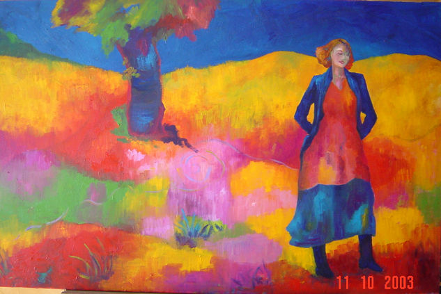 MUCHACHA PASEANDO Oil Canvas Landscaping