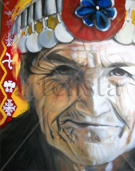 Mirada Mapuche Acrylic Canvas Portrait