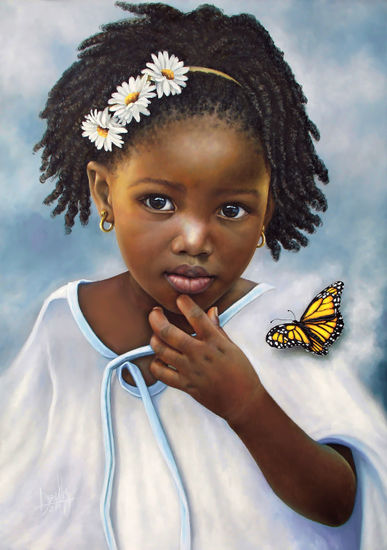 Niña de Raza Negra 86 Oil Canvas Portrait