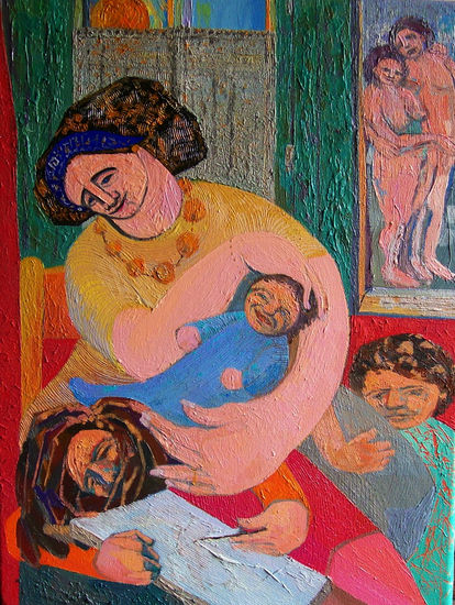 Familia Oil Canvas Figure Painting