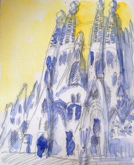 paisaje urbano/Gaudi BCN/ miscelaneas pictoricas Watercolour Paper Landscaping