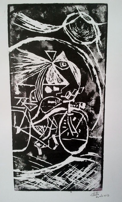 El ciclista, en negro