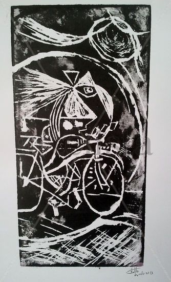 el ciclista, en negro Etching Process