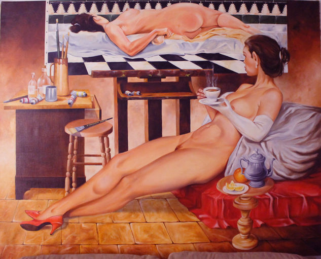 LA POSE DEL MODELO Oil Canvas Nude Paintings