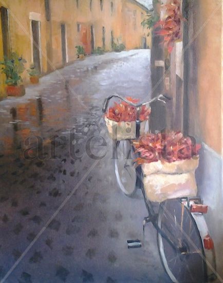 La bici Oil Canvas Landscaping