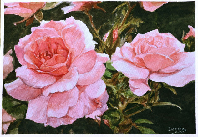 Rosas Watercolour Card Floral Painting