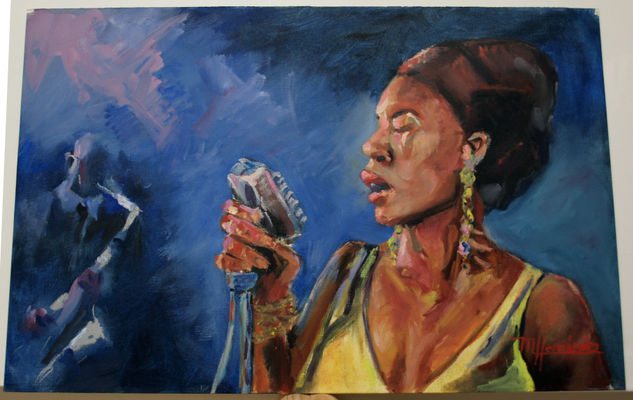 Jazz singer Mixed media Paper Figure Painting