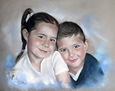 Retrato al pastel de niños