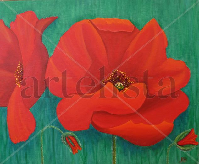 Amapolas 3 Acrylic Canvas Floral Painting