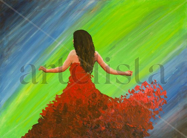 Vestido de flores Acrylic Canvas Figure Painting