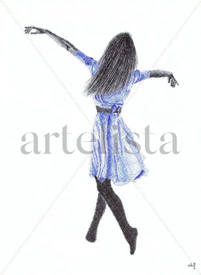 Bailarina con vestido azul Ink