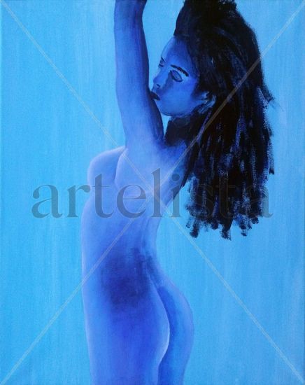 Mujer en azules Acrílico Lienzo Desnudos