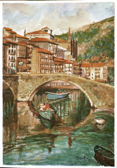 Ondárroa (Vizcaya) Watercolour Card Landscaping