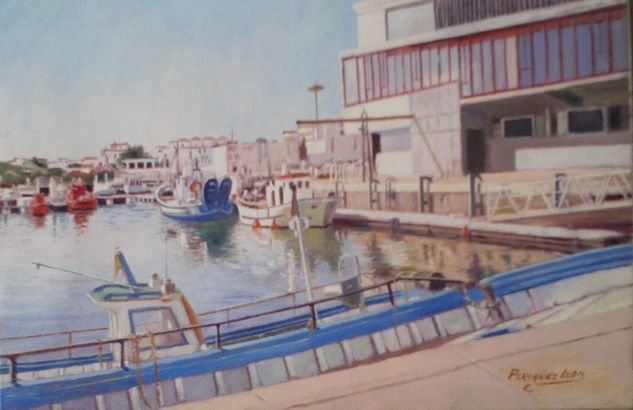 Puerto de Chipiona. Óleo Lienzo Marina