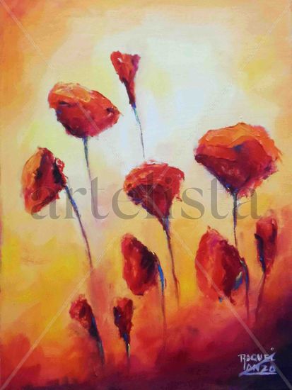 flores Oil Textile Floral Painting