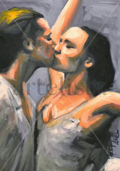 El beso Óleo Lienzo Figura