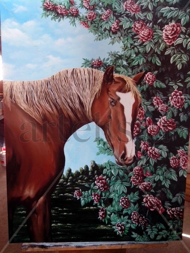 Caballo con rosal
