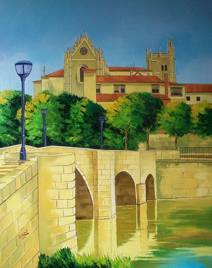 Palencia (Puentecillas y Catedral) Oil Canvas Landscaping